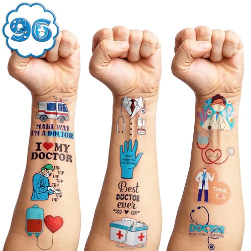 96 PCS Temporary Tattoos - Doctor & Medical Theme Party Favors