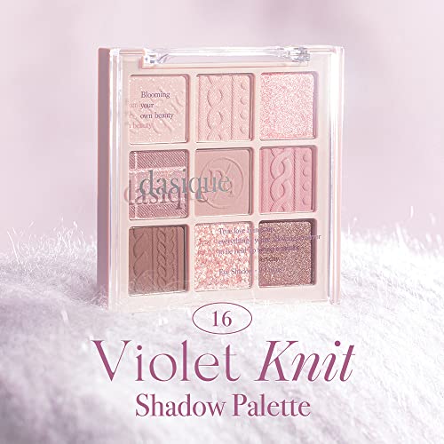 dasique Shadow Palette #16 Violet Knit 8.6g I 9 Blendable Shades in Smooth Matte and Shimmer Finishes with Gorgeous Pearls | Eye Makeup Palette | Cruelty Free | K-beauty