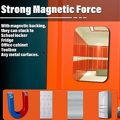 7x9 Inch Magnetic Locker Mirror with Real Glass & Safety Edges