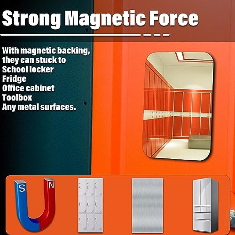 4x6 Magnetic Mirror 2-Pack - Real Glass, Locker & Fridge