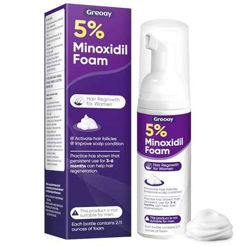 5% Minoxidil Foam for Women Hair Growth Foam Suitable for Hair Thinning Receding Hairline and Hair Loss to Hair Regrowth Get Thicker Fuller Hair 1 Bottles 2.11 Ounces Each