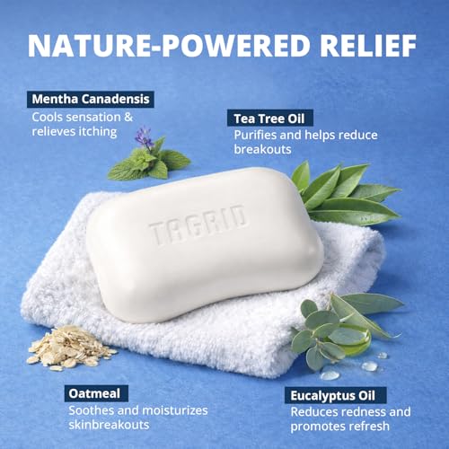 TAGRID Tea Tree Soap with Oatmeal: Nourishing & Long-lasting Body Soap for Athletes & Daily Use ? Perfect for Post-Workout Refreshment, Skin Hydration, Gentle Care, and Antifungal Protection.