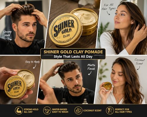 Shiner Gold Clay Pomade | Strong Hold Matte Finish Water-based