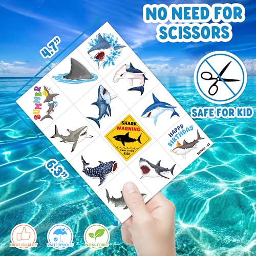 96 PCS Shark Temporary Tattoos for Kids - Party Favors