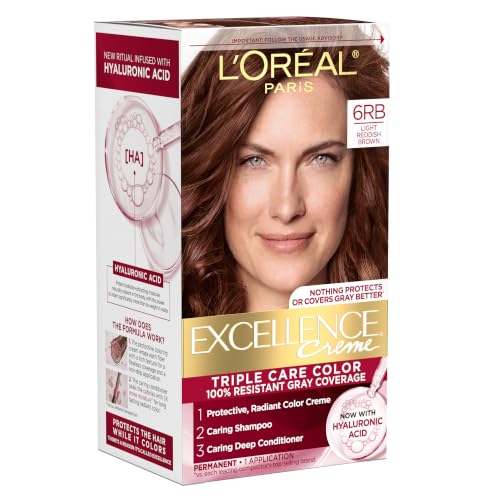 L'Oreal Paris Excellence Crème Permanent Hair Dye 6RB Light Reddish Brown - 1 Kit