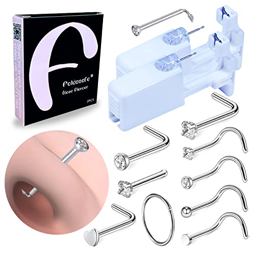 Disposable Nose Piercing Kit with Hypoallergenic Nose Studs - 2 PCS