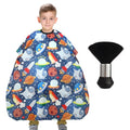 Kids Barber Cape with Neck Duster Brush - Cartoon Space, Adjustable Snap Closure