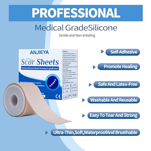 Silicone Scar Sheets (1.6¡± x 120¡± Roll-3M), Scar Tape for Surgical Scars, Reusable, Professional for Keloid Bump Removal, Surgical, C-Section, Tummy Tuck
