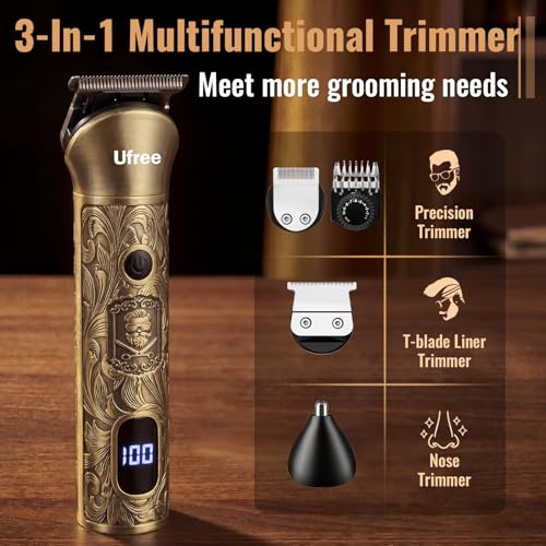 Ufree 3-in-1 Hair Clipper & Beard Trimmer Kit with T-Blade