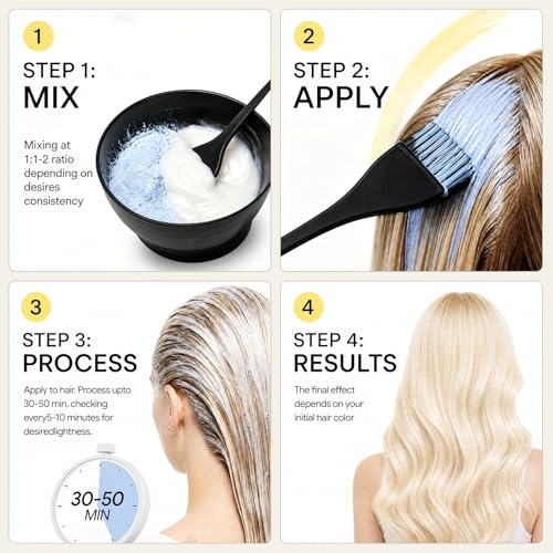Hair Bleach Powder 100g - 8 Levels Lift for Highlights