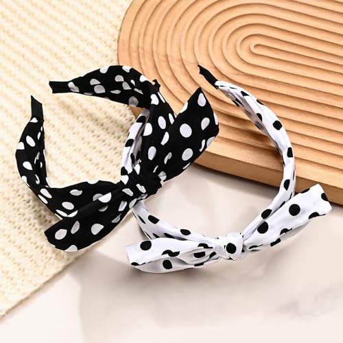 Polka Dot Bow Headband for Women - Retro Style Hair Accessory