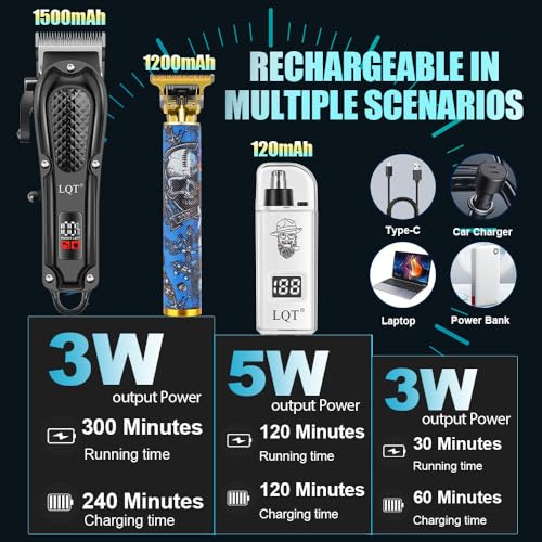 Professional Rechargeable Hair Clippers for Men - Trimmer Set