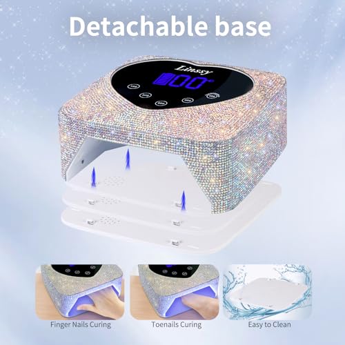 UV Nail Lamp, 72W Cordless Nail Lamp Nail Dryer with 5 Timer Settings, Large Heart Shape Smart LCD Screen with Touch Control UV Light for Nails, Professional LED Nail Lamp (Diamond)