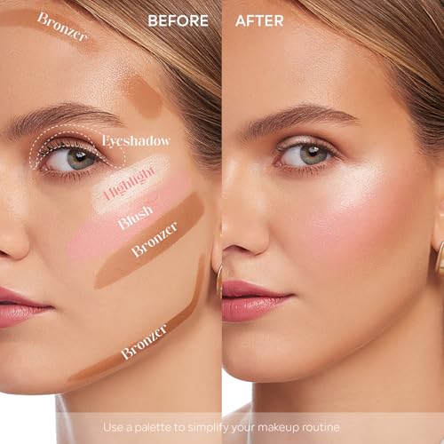 FREEORR Baked Makeup Palette - 4-in-1 Blush, Highlighter, Bronzer & Eyeshadows