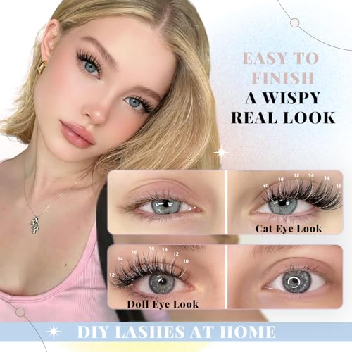 FebFeb C Curl Natural Lash Clusters Kit with Black Lash Extensions, No Remover