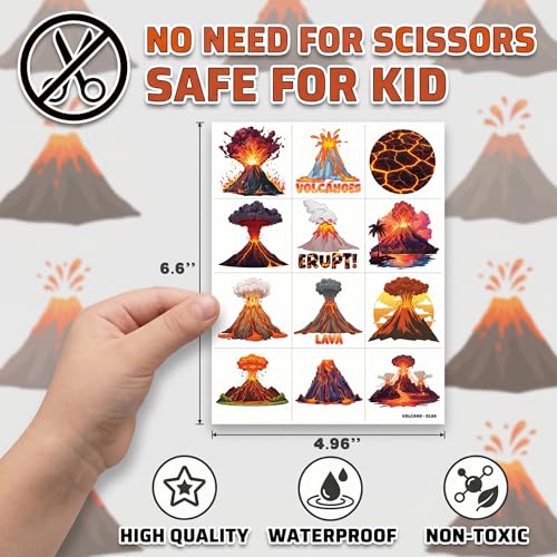 96 Piece Volcano Temporary Tattoos for Kids Party Favors