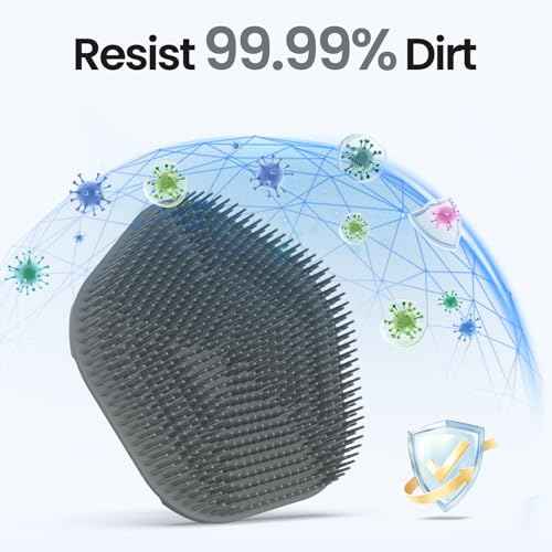 Silicone Body Scrubber Redfly Back Scrubber for Shower, Exfoliating Body Brush, Rubber Massage Loofah for Men and Women, Effective Skin Cleaner and Exfoliator, Bath Scrub for Deep Cleaning (Grey)