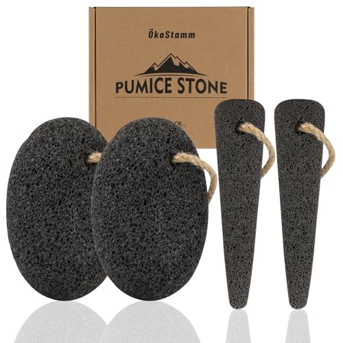 ÖkoStamm 4-Piece Natural Volcanic Pumice Stone Set for Feet Callus Removal