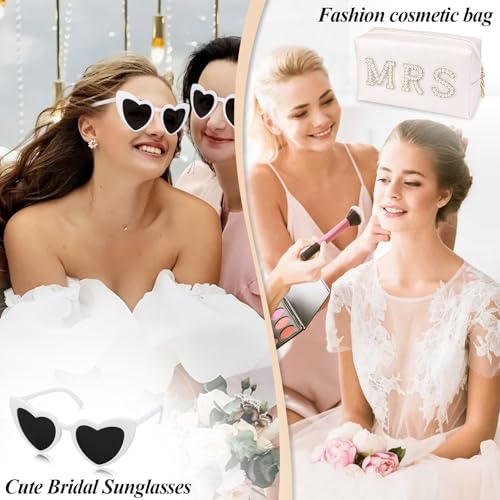 Bride To Be Gift Set Bridal Shower Gifts for Bride Sunglasses MRS Makeup Bag I Do Bride Slippers Bride Hair Clip, Bridal Engagement Gifts Bachelorette Party Wedding Gift for Bride Women