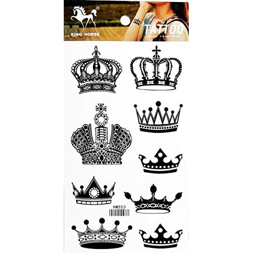 1 Sheet Crown Imperial King Queen Temporary Tattoos Sticker for Women Men Body Art Sexy Fake Stickers Removable
