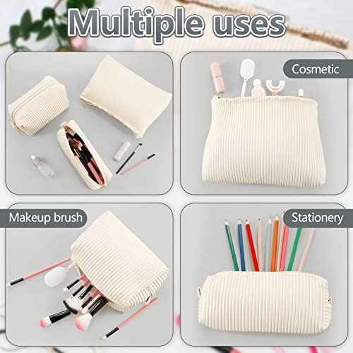 Talltalk 3 Pcs Cosmetic Makeup Bag for Women Portable Travel Toiletry Cosmetic Pouch Cute Bag Accessories Brushes Storage Organizer for Daily Use, 3 Sizes(Pu Leather,Elegant)