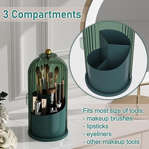 GAXmi Rotating Makeup Brush Holder with Sliding Lid