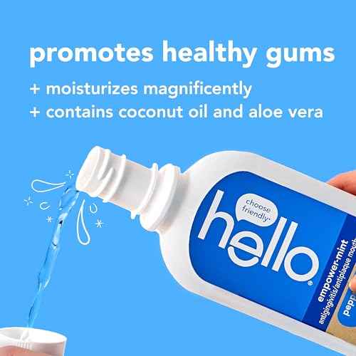 hello Empower-Mint Fluoride Free and Alcohol Free Mouthwash, Peppermint Pow, 16 Fl Oz Bottle