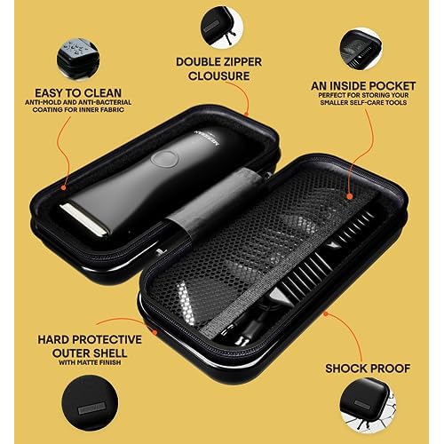 MERIDIAN Hard Case Groin Trimmer for Men and Women ? Hard Travel Storage Case Trimmers and Accessories ? Onyx Black