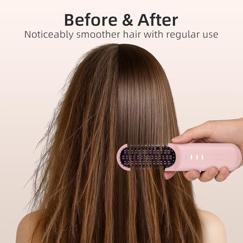 Cordless Hair Straightener Brush with Ionic Technology