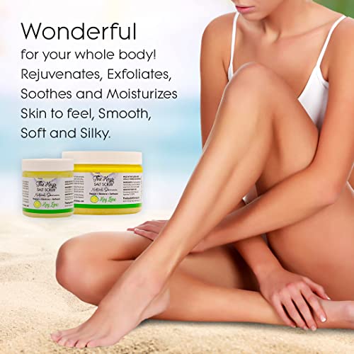 Key Lime Sea Salt Body Scrub Exfoliator with Wooden Spoon