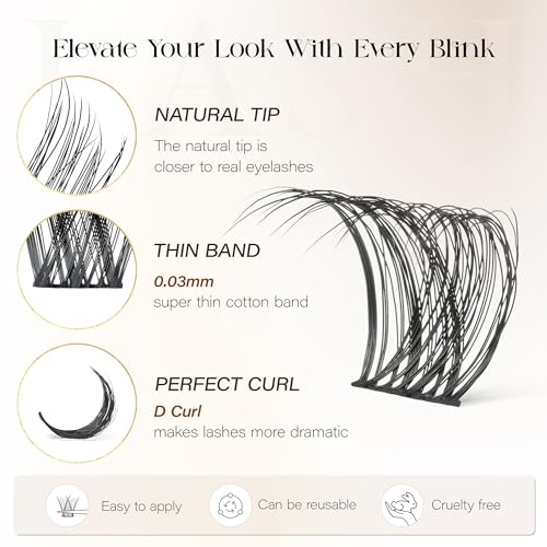 BEFER Lash Clusters Kit - 144 D Curl Individual Lashes with Bond & Seal