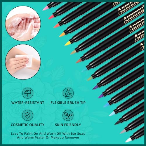 Temporary Tattoo Markers for Skin, 16-Count + 77 Stencils