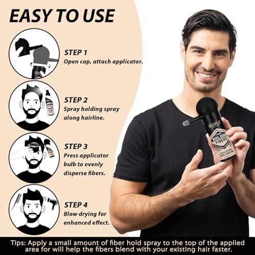 WOZUTUNT Hair Thickening Fibers & Spray Set for Men's Hair & Beard - Volume & Hairline Enhancer