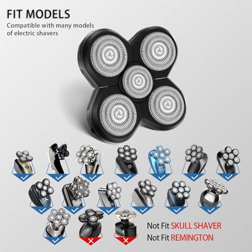 3PCS Head Shaver for freebird replacement blades, 5 Cutter Floating Head Waterproof Stainless Steel Blade for Bald Men Women Grooming, Head and Face Electric (Silver ¡¿ 3)