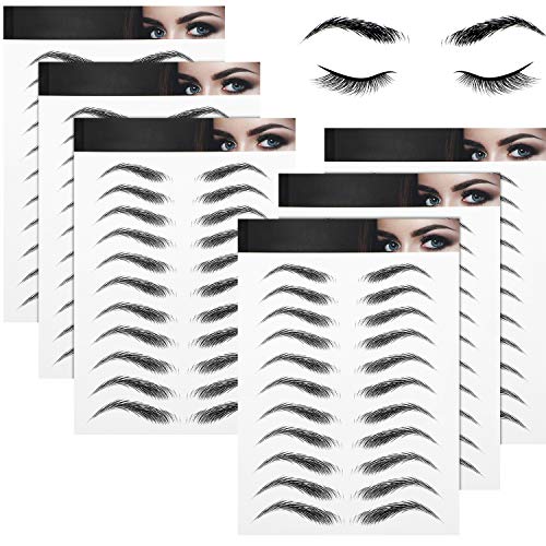 Blulu 6 Sheets Waterproof Eyebrow Tattoo Stickers - 66 Pairs Arch