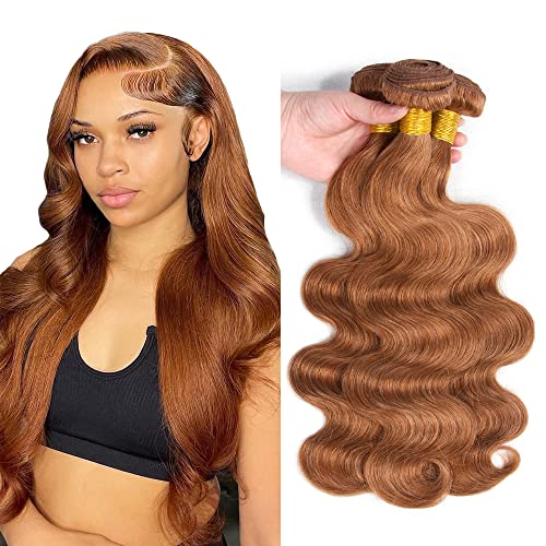 Light Brown Body Wave Hair Bundles 22/24/26 Inch Virgin Hair