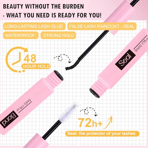 ALICROWN Mink Lashes Cat Eye Fairy Eyelashes Fuzzy Full False Eyelashes Wispy Fake Eyelashes Fox Eye Lashes Kit with Lash Bond and Seal 7 Pairs