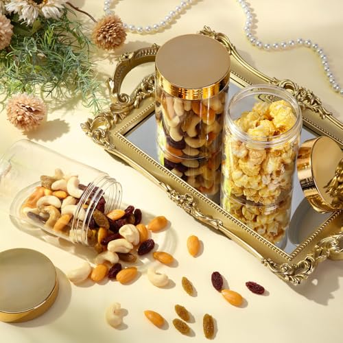 12 Pack 8 oz Clear Plastic Jars with Gold Lids
