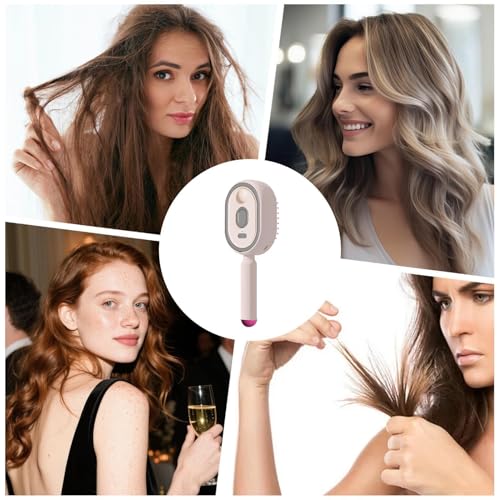 Pink Rechargeable Spray Detangling Hair Brush with Oil Diffuser & Measuring Cup