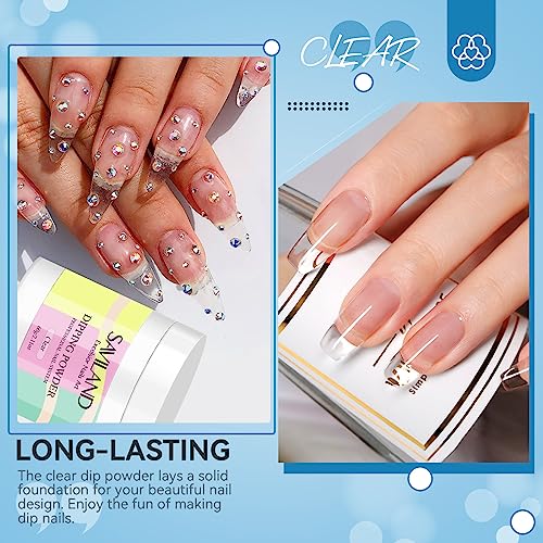 SAVILAND Clear Dip Powder for Nails - 2.1 oz / 60g Crystal Clear Dipping Powder