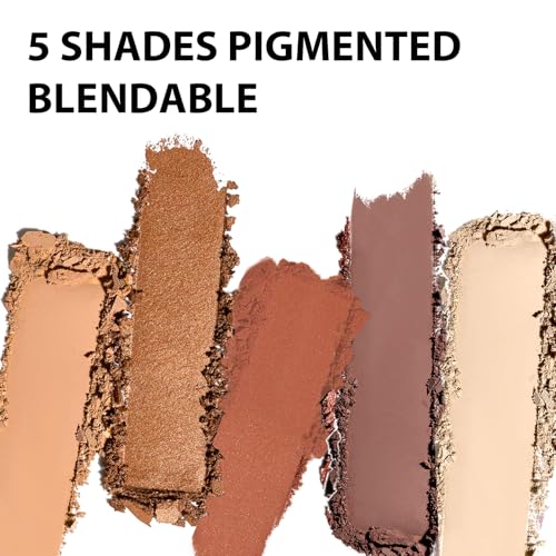 Boobeen 5-Color Eyeshadow Palette – Brown Neutral Tones, Blendable & Long-Lasting