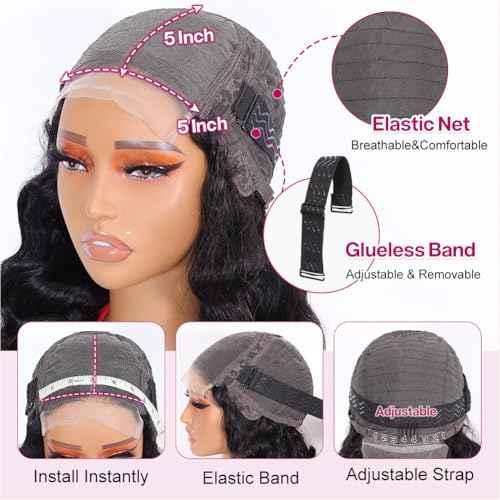 BOB Wig Human Hair 5X5 HD Lace Closure Wig 200% Density Body Wave Wig Wear And Go Glueless Human Hair Wigs For Black Women Pre Plucked 5 5 Closure Glueless BOB Wigs 14 Inch