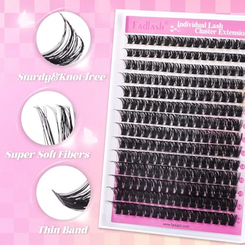 FADLASH DIY Lash Extension Kit with D Curl Cluster Lashes