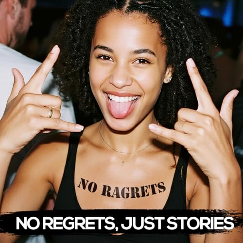 No Ragrets Temporary Tattoos - 6 Sheets Funny Fake Tattoos