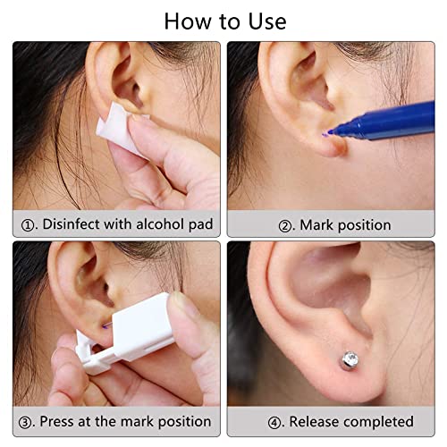 Ear Piercing Kit - 4 Pack Self-Piercing Gun with 5mm Studs