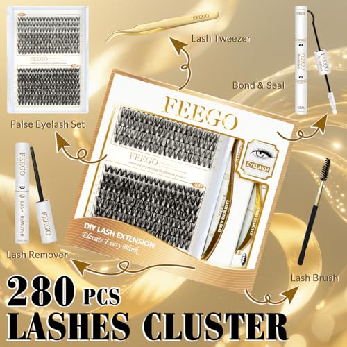 FEEGO Fluffy Lash Extensions Kit 30D+40D 280pcs 9-16mm