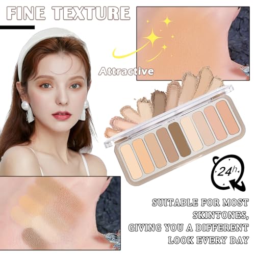 9 Colors Eyeshadow Palette,Matte Blendable Eyeshadow Makeup with Brush Make Up Gift Kit,Long Wearing Waterproof Highly Pigmented Brown Nude Smoky Brown Eye Shadow Palettes D