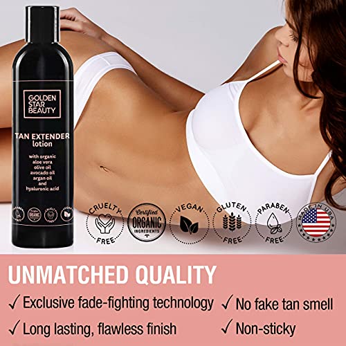 Self Tanner Oil & Tan Extender Lotion with Hyaluronic Acid and Organic Oils - Create and Extend Beautiful Sunless Tan