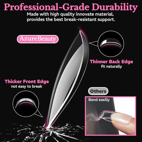 Medium Almond Soft Gel Nail Tips - Pre-Etched Clear Full Cover (600 Pcs)