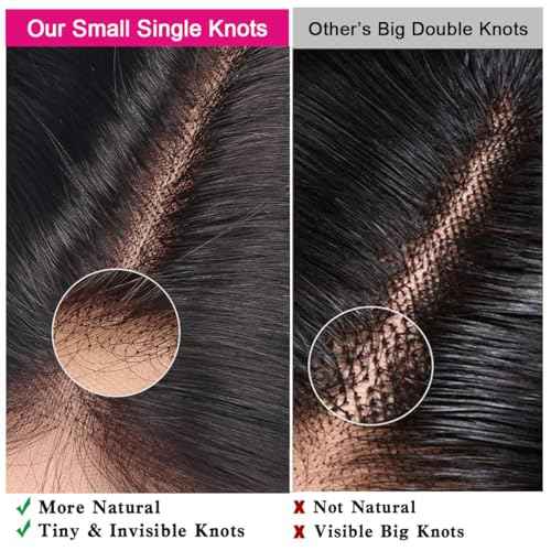 5x5 Transparent HD Lace Closure Human Hair Straight Lace Closure Unprocessed Virgin Human Hair Invisible Lace Frontal Closure Pre Plucked with Baby Hair Natural Black Color 14 inch
